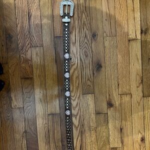 Leather rhinestone belt